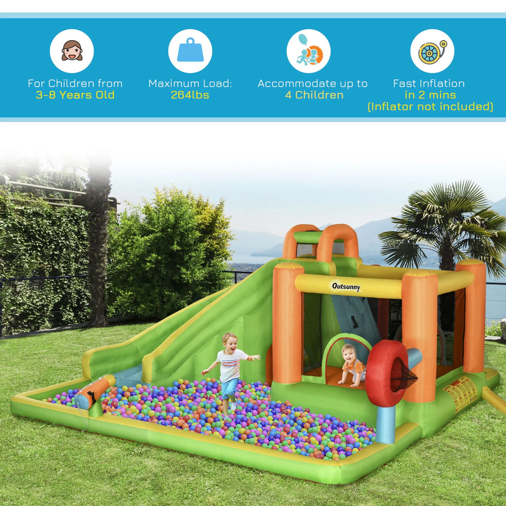 7-in-1 Inflatable Water Slide Bounce House with Carry Bag A777