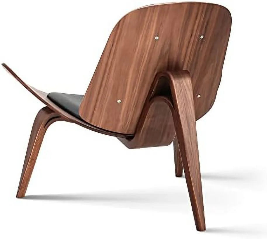Mid Century Modern Shell Lounge Chair PU Leather Tripod Plywood Accent Chair D881