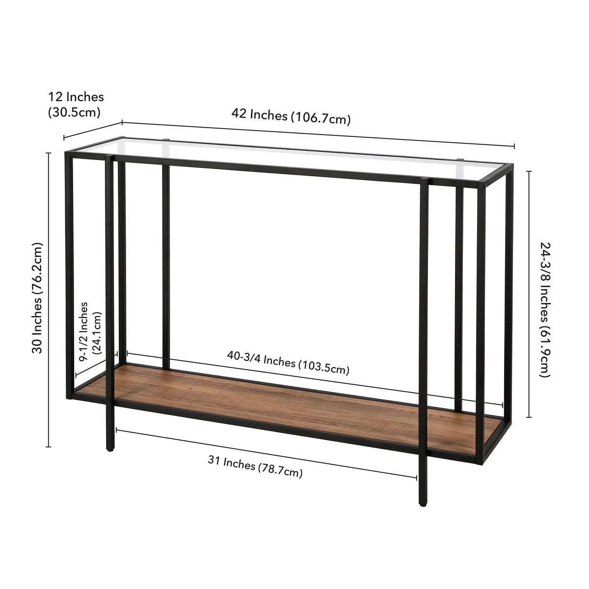 42" Wide Rectangular Console Table with MDF Shelf A538