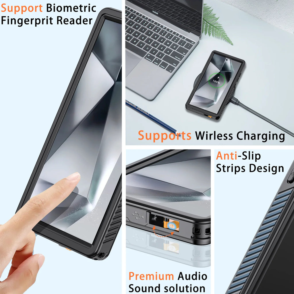 Black Waterproof Rugged Phone Case with Screen Protector Y930318