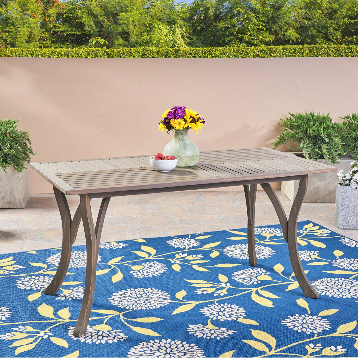 Acacia Wood Rectangular Dining Table Q4385
