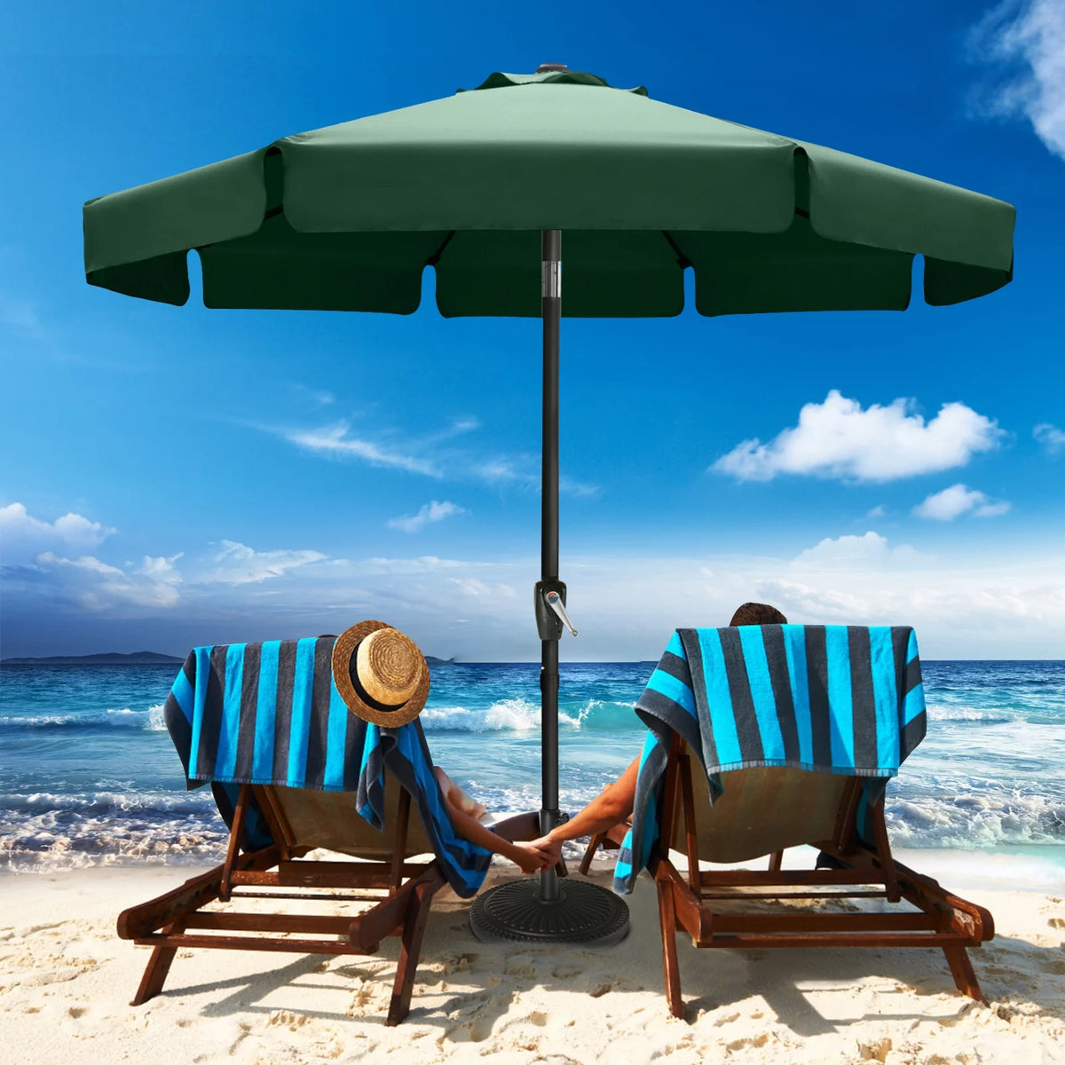 Green Round Table and Patio Umbrella O745