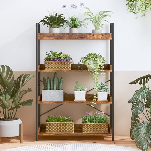 Adjustable 6 Tier Wood and Black Metal Bookcase O43167