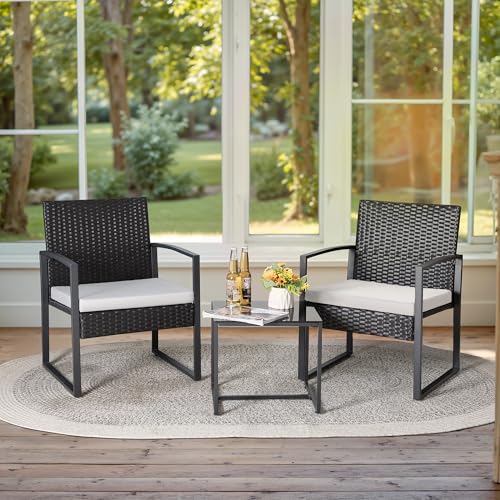 3 Piece Wicker Bistro Set with Coffee Table B6412