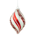 Set of 2 White and Red Glass Christmas Ornaments Z49539