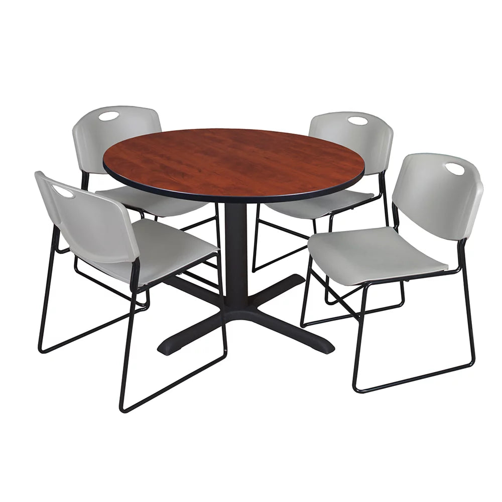 48" Round Breakroom Table & 4 Stack Chairs R515