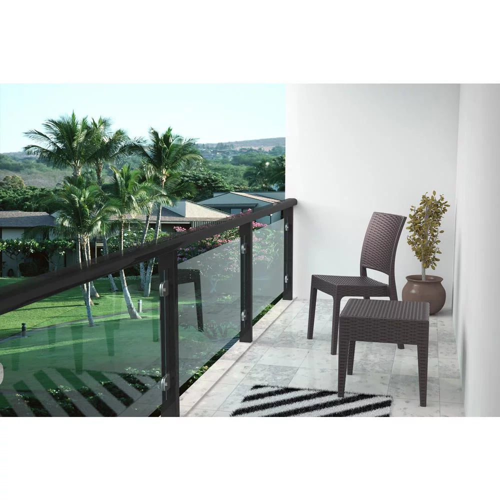Brown Square Resin Side Table J846698