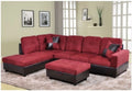 Red Sectional Sofa Set with Storage Ottoman and Pillows H4361