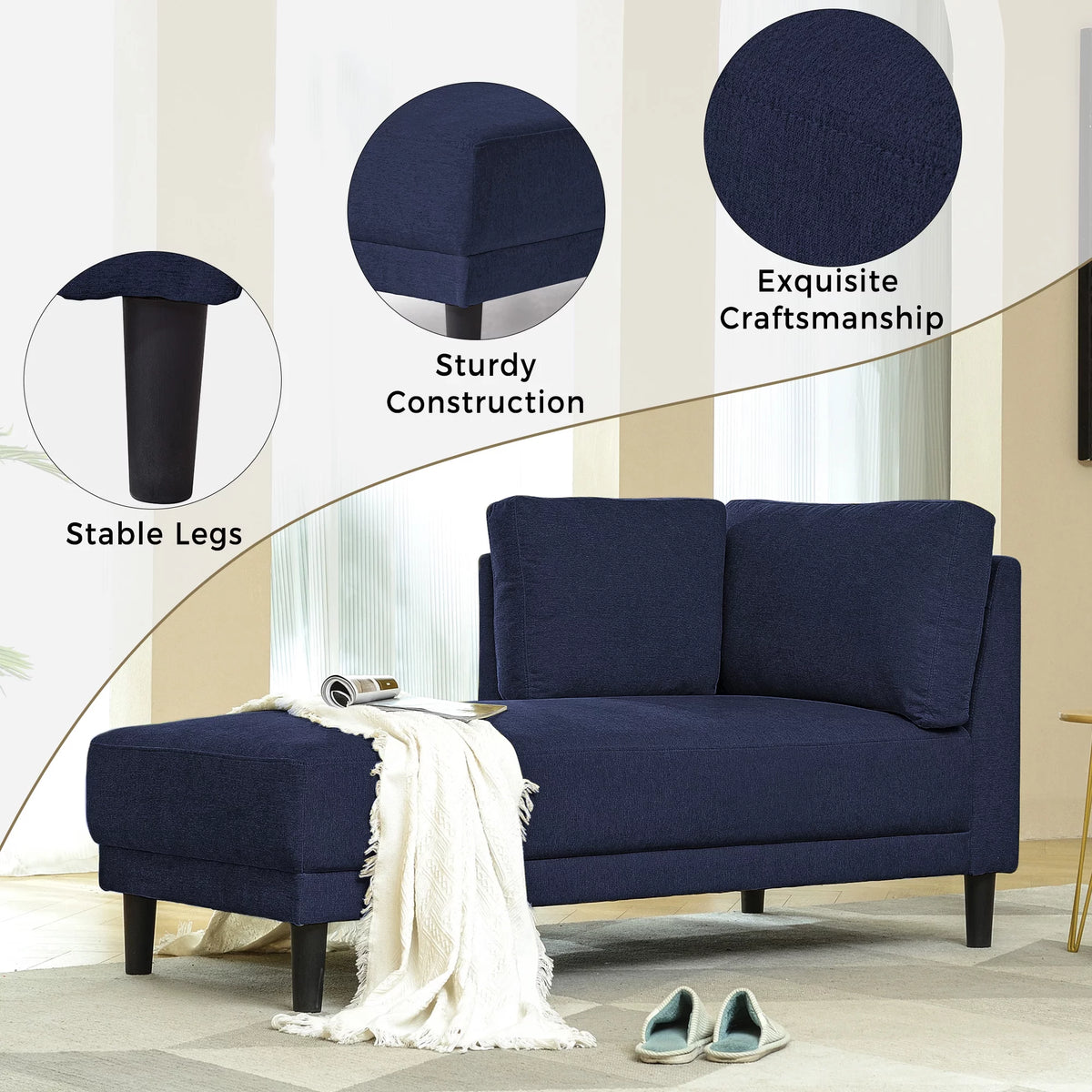 65" Fabric Corner Lounge Chair H63085