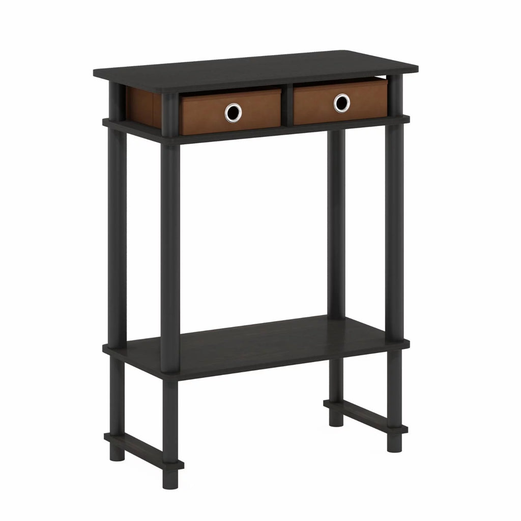 Espresso Brown Console Table with Bin A5332