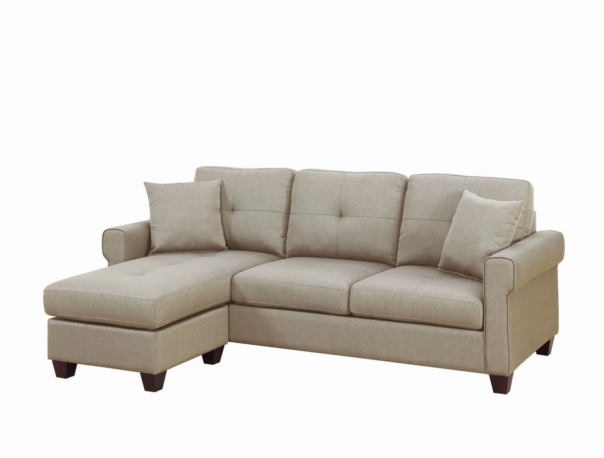 2 Piece Fabric Compact Sectional Sofa Set in Beige E1280