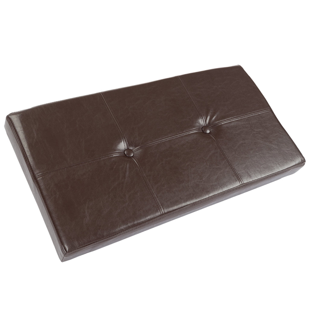 Brown Faux Leather Folding Storage Ottoman with Removable Bin X298597
