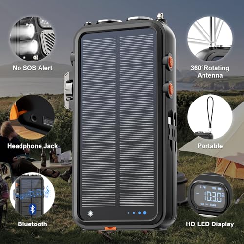 Emergency Solar Hand Crank Radio with 22000mAh Power Bank R449