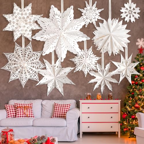5 Pack Christmas Paper Snowflake Lanterns with LED Light S729277