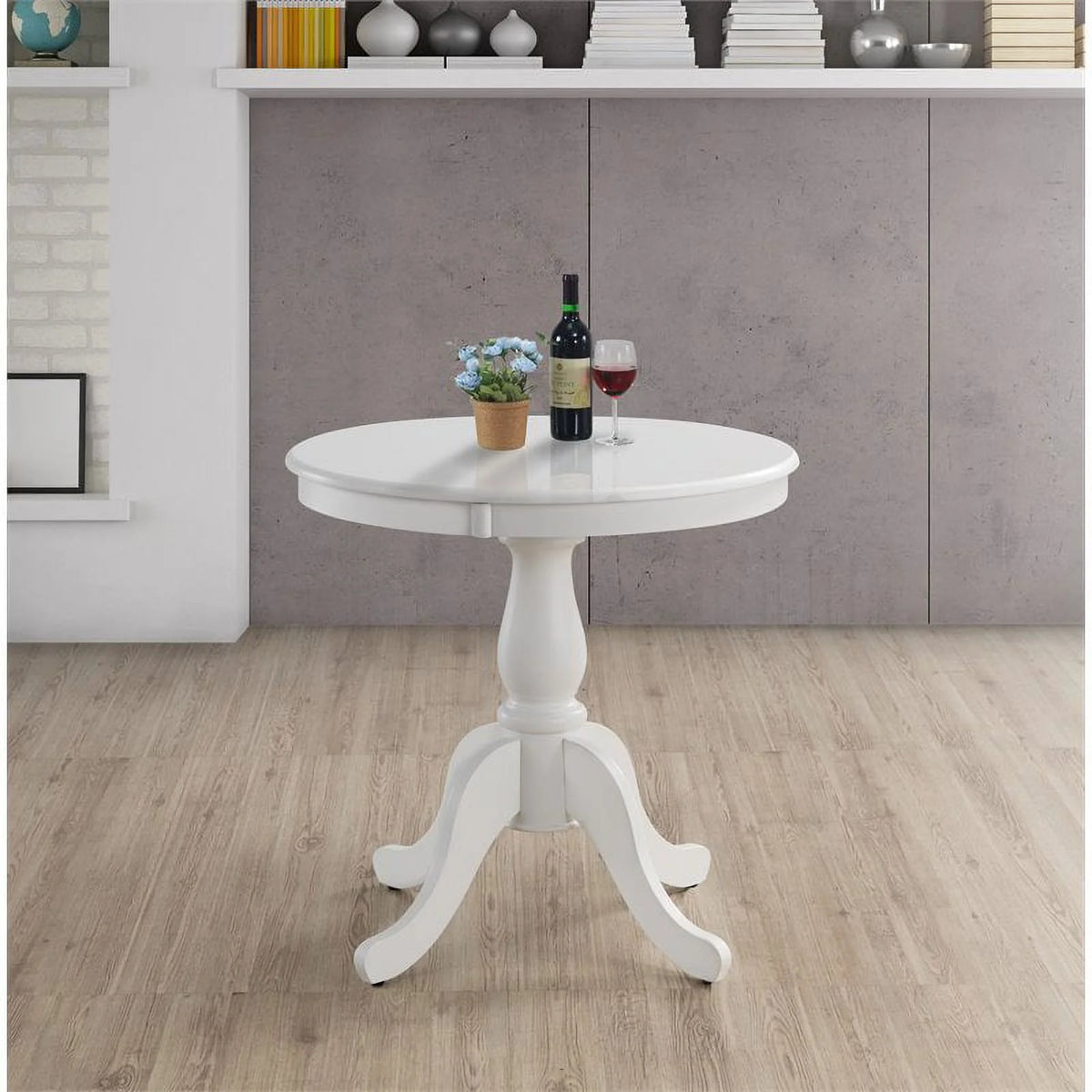 White 30" Round Pedestal Dining Table F3514