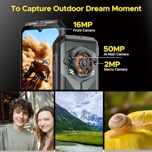 Rugged Smartphone Unlocked 10800mAh Battery 16GB+256GB Android 14 Q704779