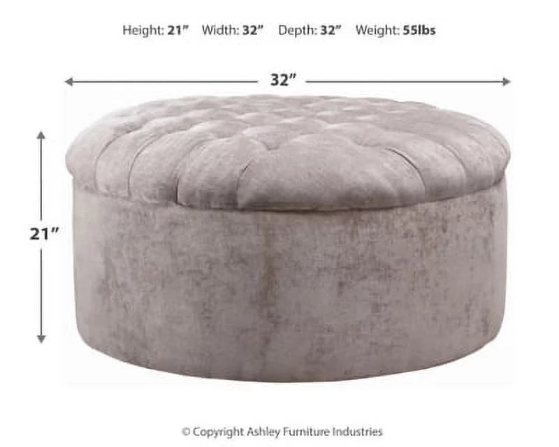 Oversized Chenille Linen Accent Ottoman G5229
