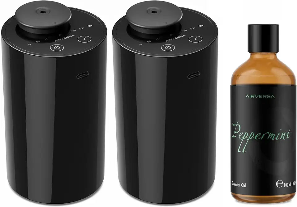 Black Waterless Diffuser 2PCS + 100mL Peppermint Oil F873887