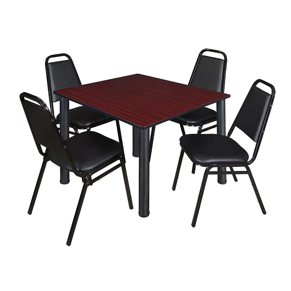48" Square Breakroom Table & 4 Stack Chairs V363