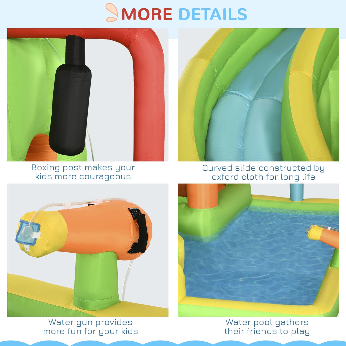 7-in-1 Inflatable Water Slide Bounce House with Carry Bag A777