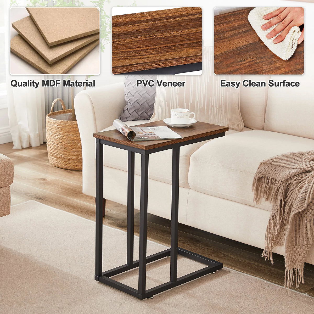 Set of 2 C-Shape Side Table Metal Frame E25872
