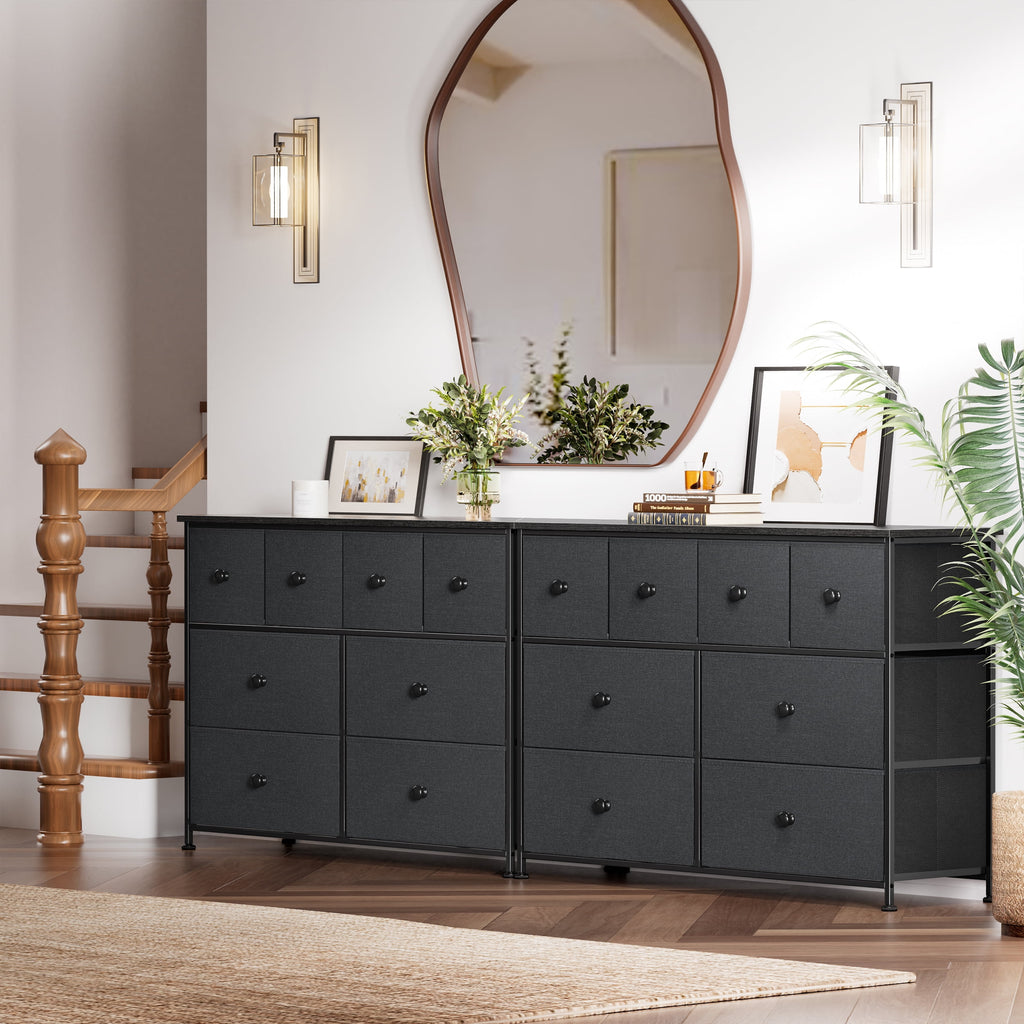 8 Drawer Fabric Dresser with Steel Frame and Wooden Top A303