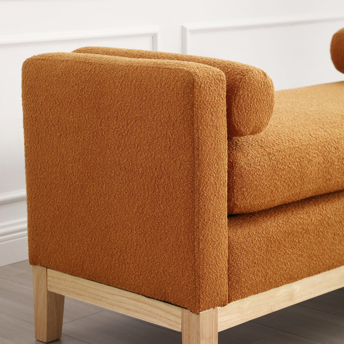 Caramel Upholstered Bench with Wood Legs R58254