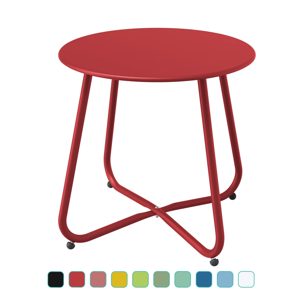 Steel Outdoor Side Table Red J45401
