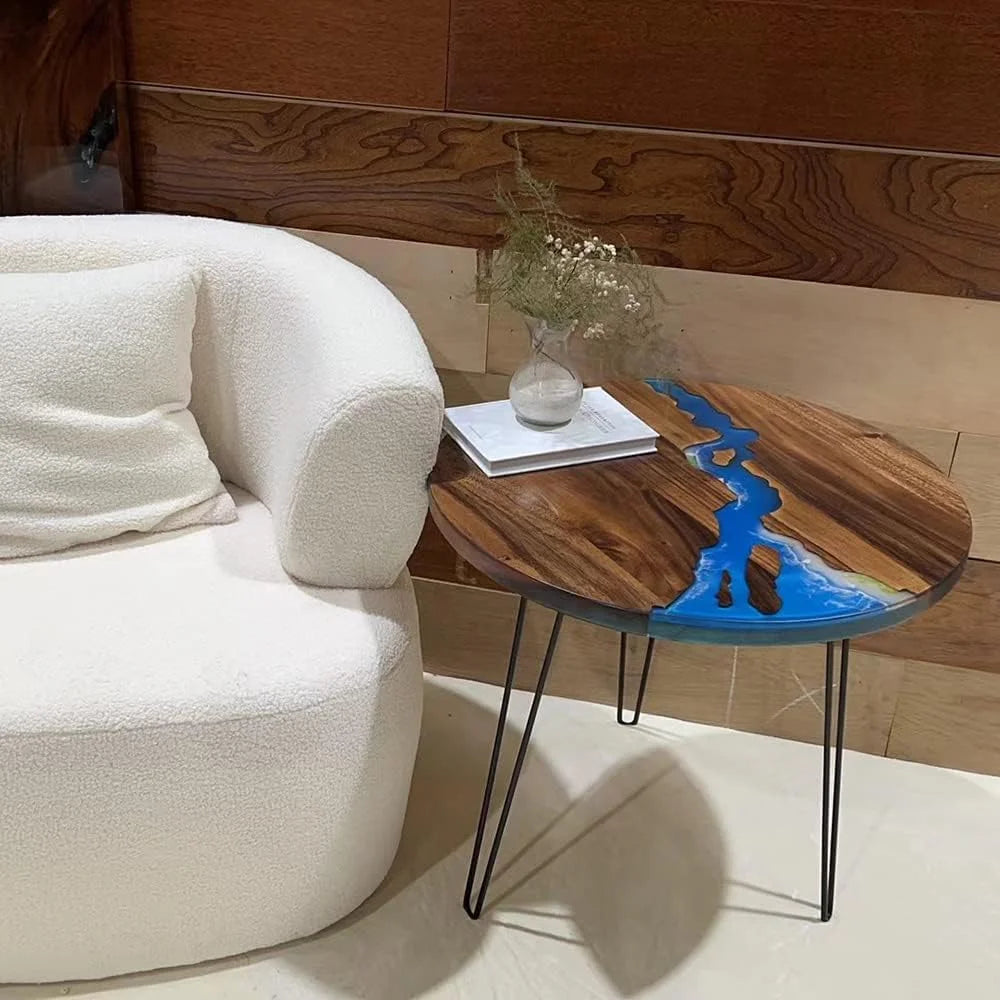 Round Teak Wood Resin Coffee Table F3274