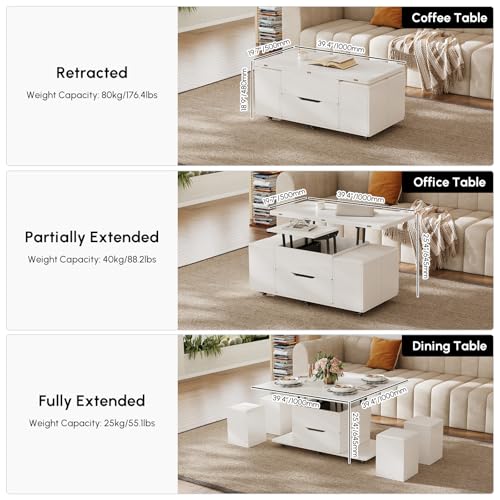 Black Lift-Top Coffee Table with Hidden Storage L654