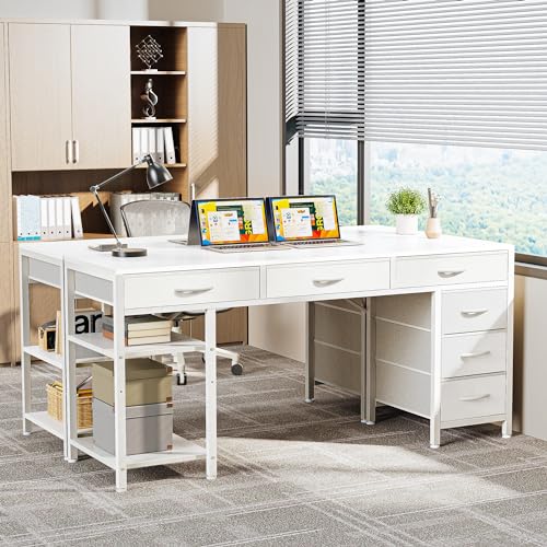 54 Inch Computer Desk with 6 Drawers and Shelves T1223