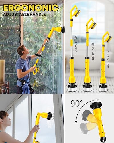Electric Spin Scrubber with Adjustable Long Handle and 4 Replacement Heads J8582