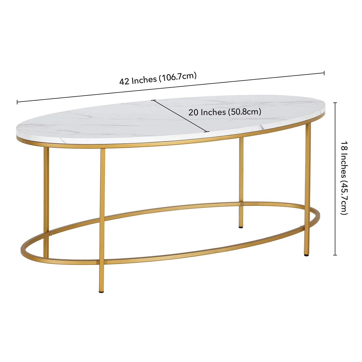 42" Wide Oval Coffee Table with Faux Marble Top N38901