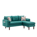 Green Sectional Sofa Chaise with USB Charger & Pillows Z91973