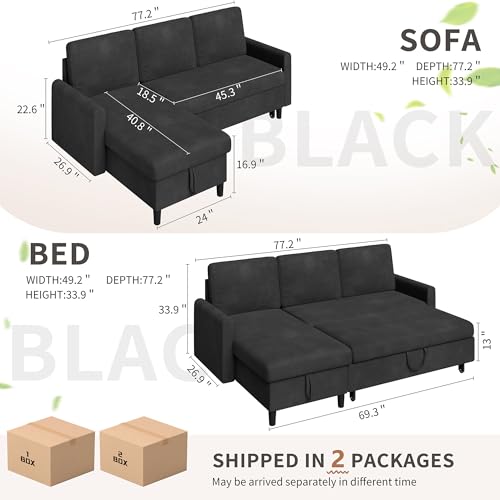 L Shaped Sleeper Sofa Bed with Storage W406830