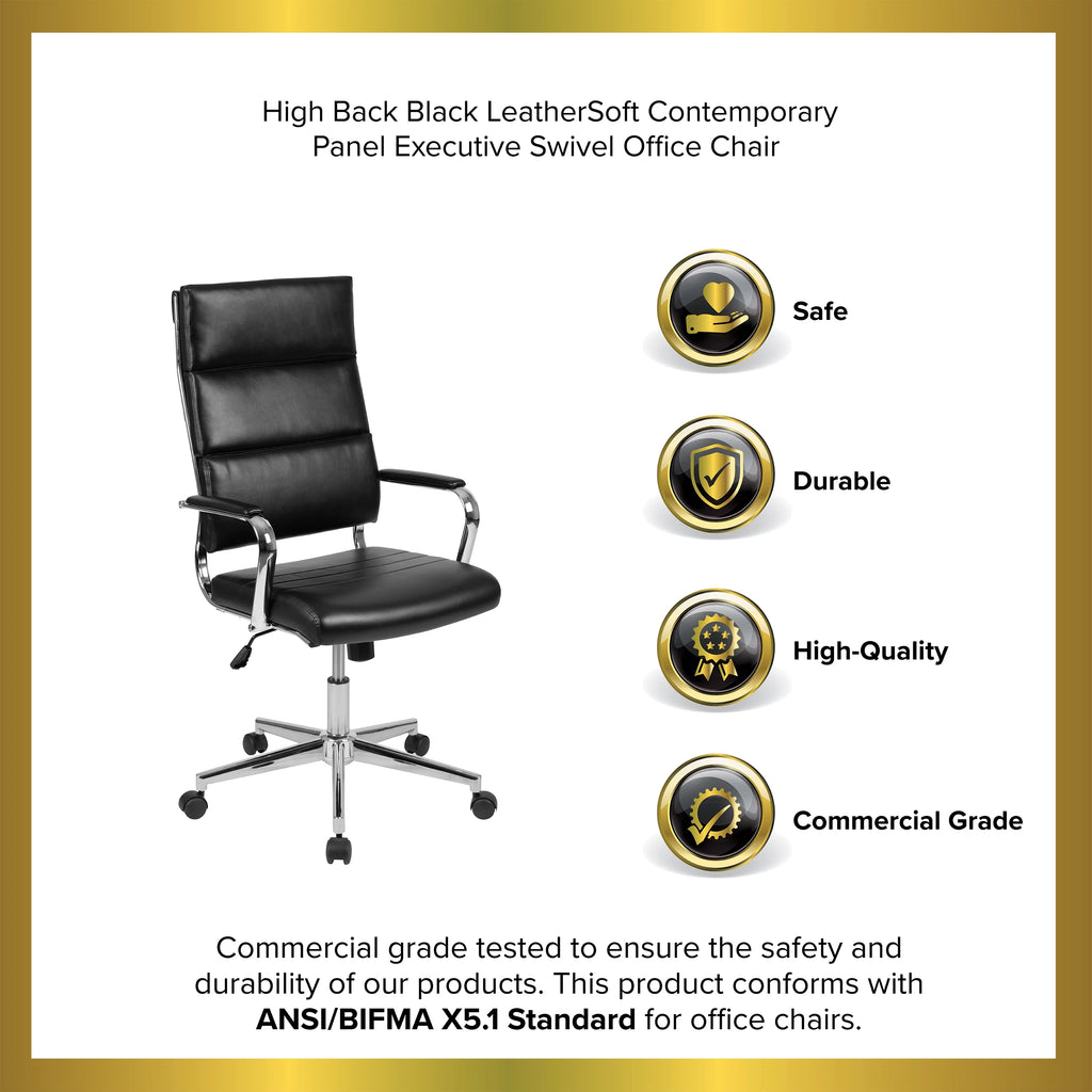 Black Ergonomic Faux Leather Office Chair Q183242