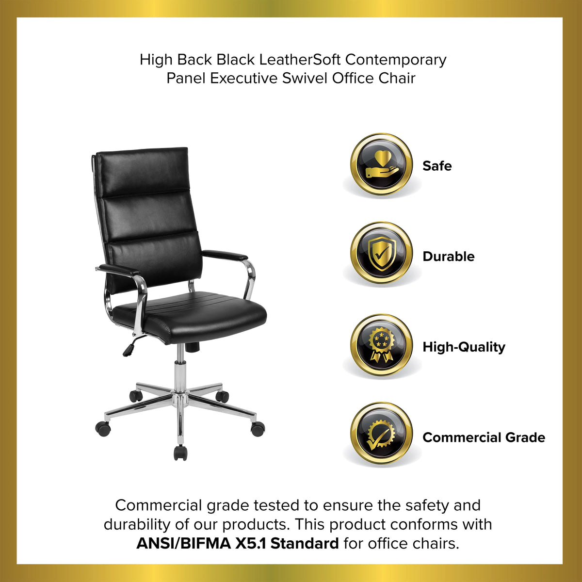 Black Ergonomic Faux Leather Office Chair Q183242