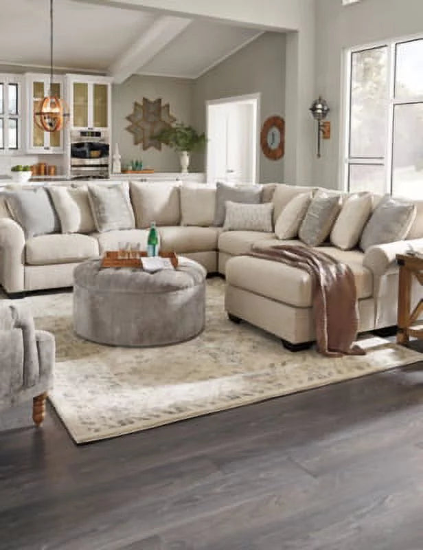 Oversized Chenille Linen Accent Ottoman G5229