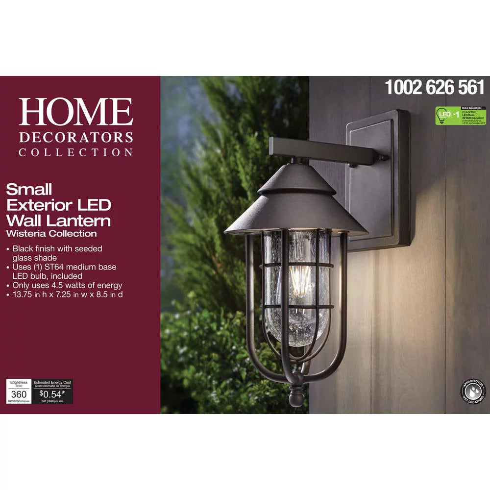 1-Light Sand Black Outdoor Wall Mount Sconce with Clear Glass Shade L5841