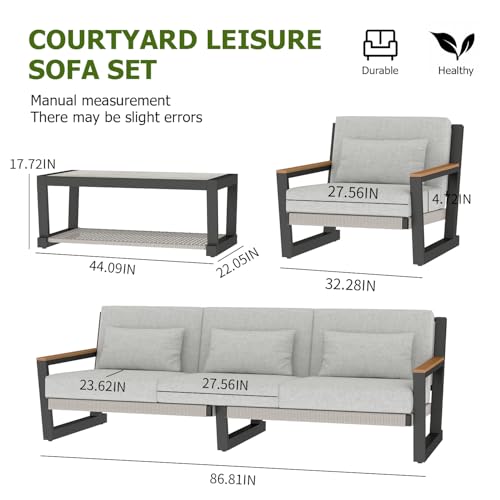 4 Seats Aluminum Outdoor Sofa Set with Coffee Table R541311