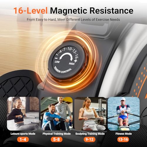 Magnetic Rowing Machine 350 LBS with LCD Monitor J590