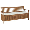 Solid Acacia Wood Storage Bench with Cushion X2954