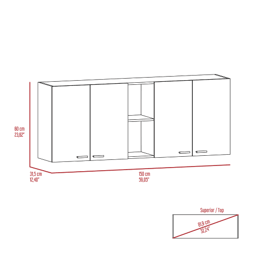 7-Shelf 4-Door 2-piece Kitchen Set White and Light Oak H95999