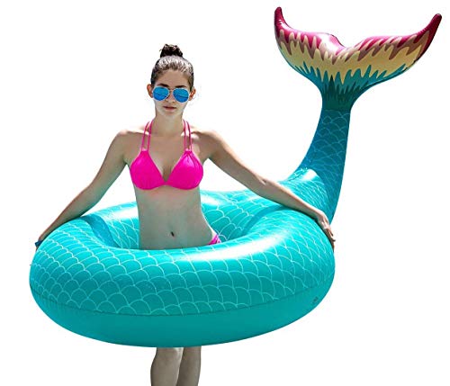 Inflatable Mermaid Tail Pool Float with Fast Valves Green T429