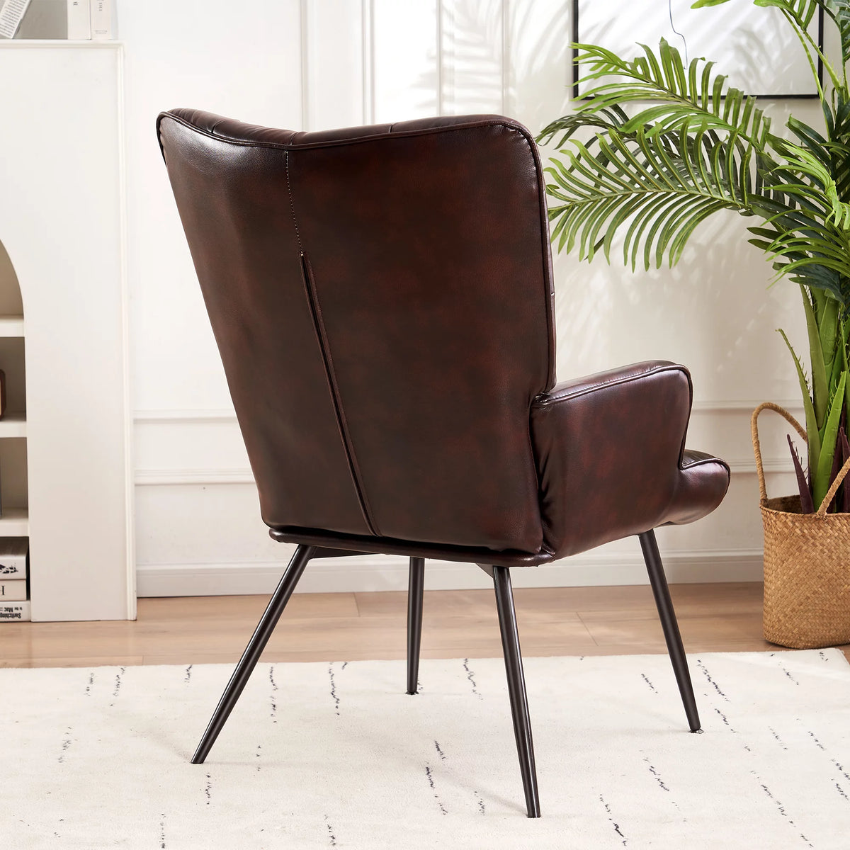 Maroon Faux Leather Wingback Accent Chair V87496