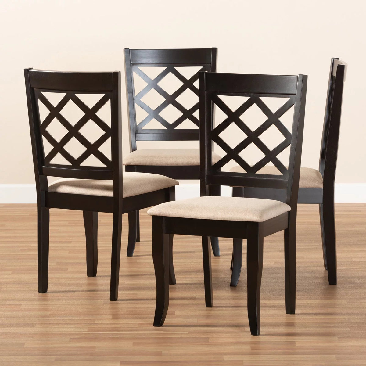Sand Fabric Dark Brown 2-Piece Dining Chair Set F4607