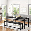 47" 3 Piece Wood Dining Table Set with Benches Y347761
