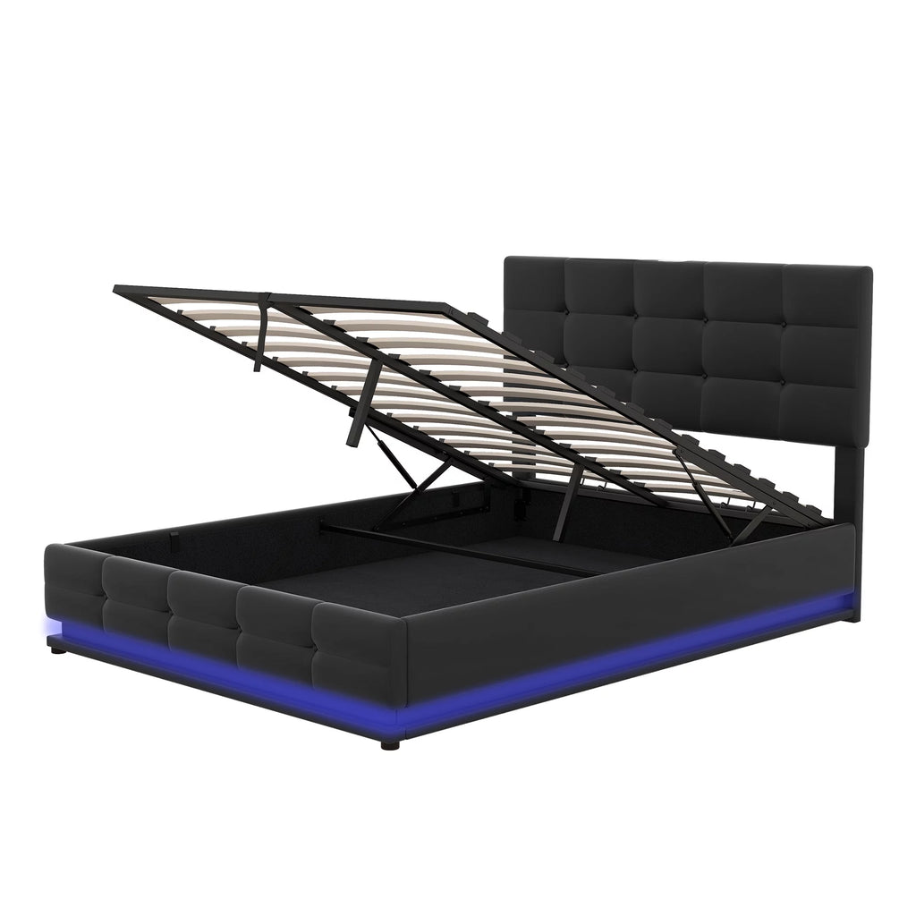 Black Full Size Upholstered Bed Frame with Lift Up Storage V58538