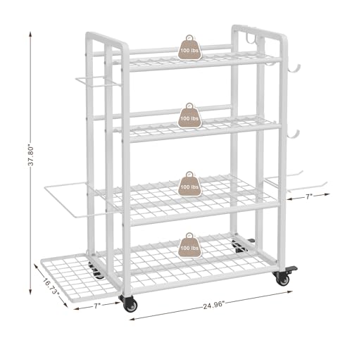 4-Tier Dumbbell Rack with Wheels and Hooks D8714