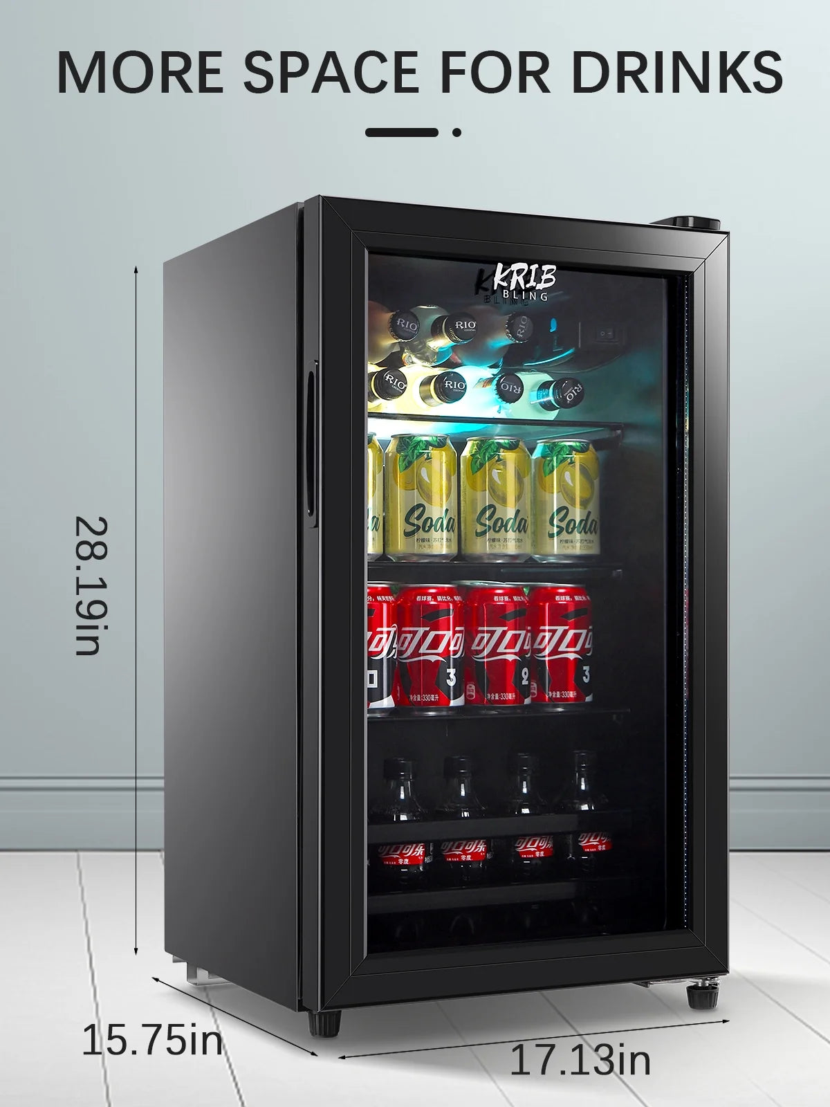 Black Beverage Refrigerator and Cooler for 120 Cans V79765
